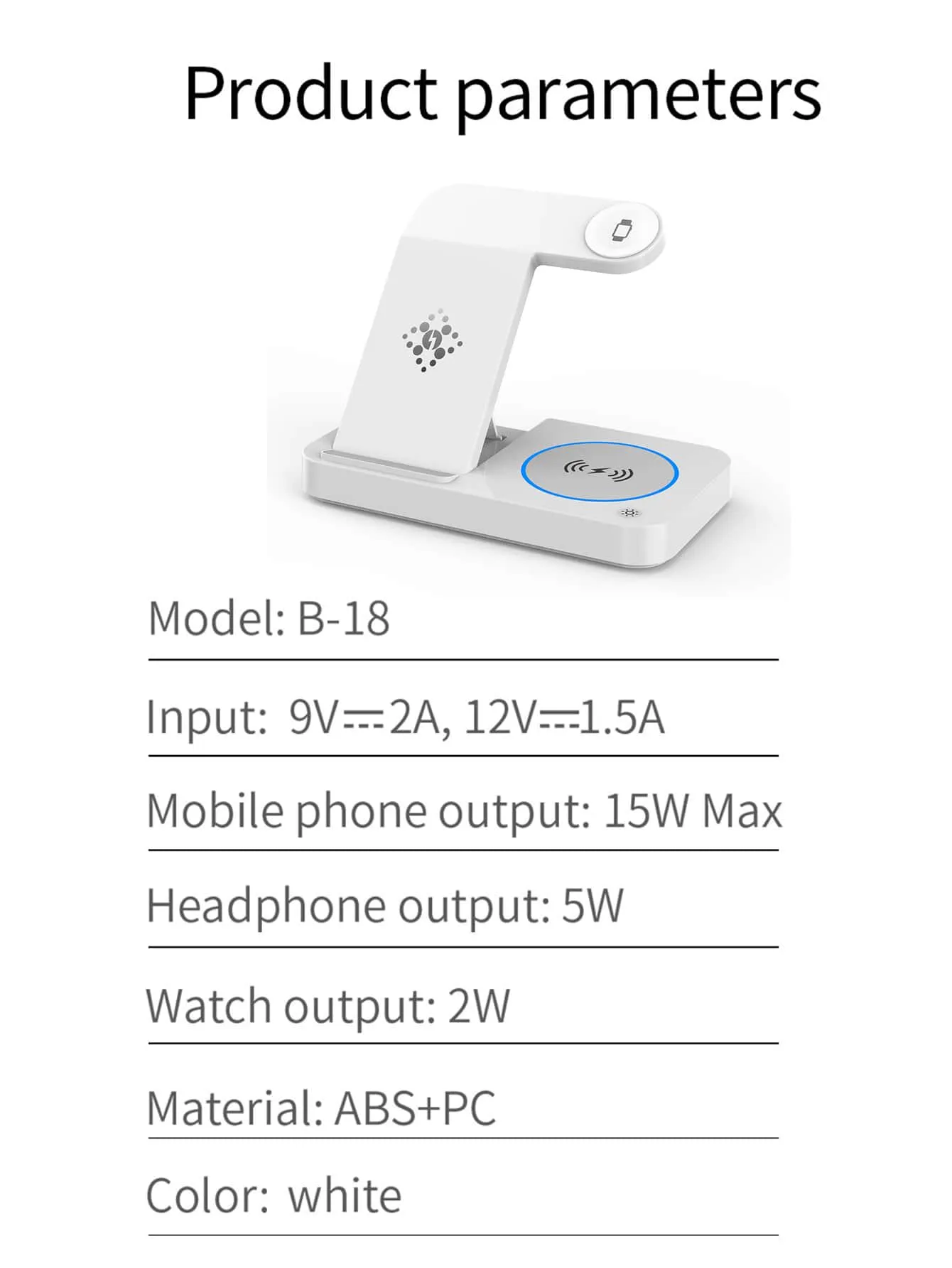 1pc 15W 4 In 1 Foldable Wireless Charger