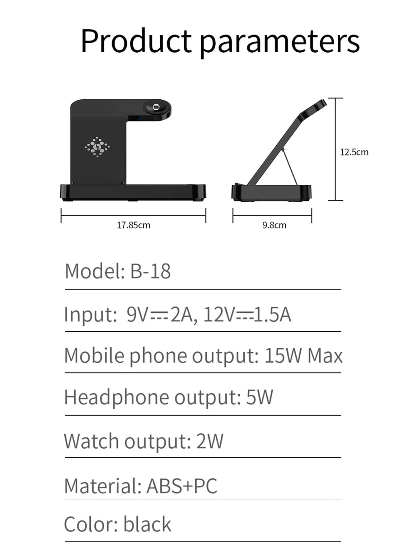 1pc 15W 4 In 1 Foldable Wireless Charger