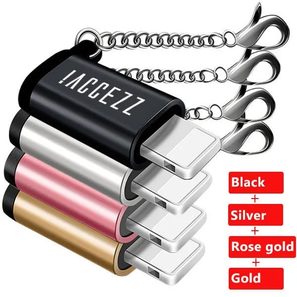 1PC 2PC OTG Adapter For iphone X 7 8 6 5 Plus XS MAX XR Sync Data Charger Micro USB To Lighting Converter With Key Chain