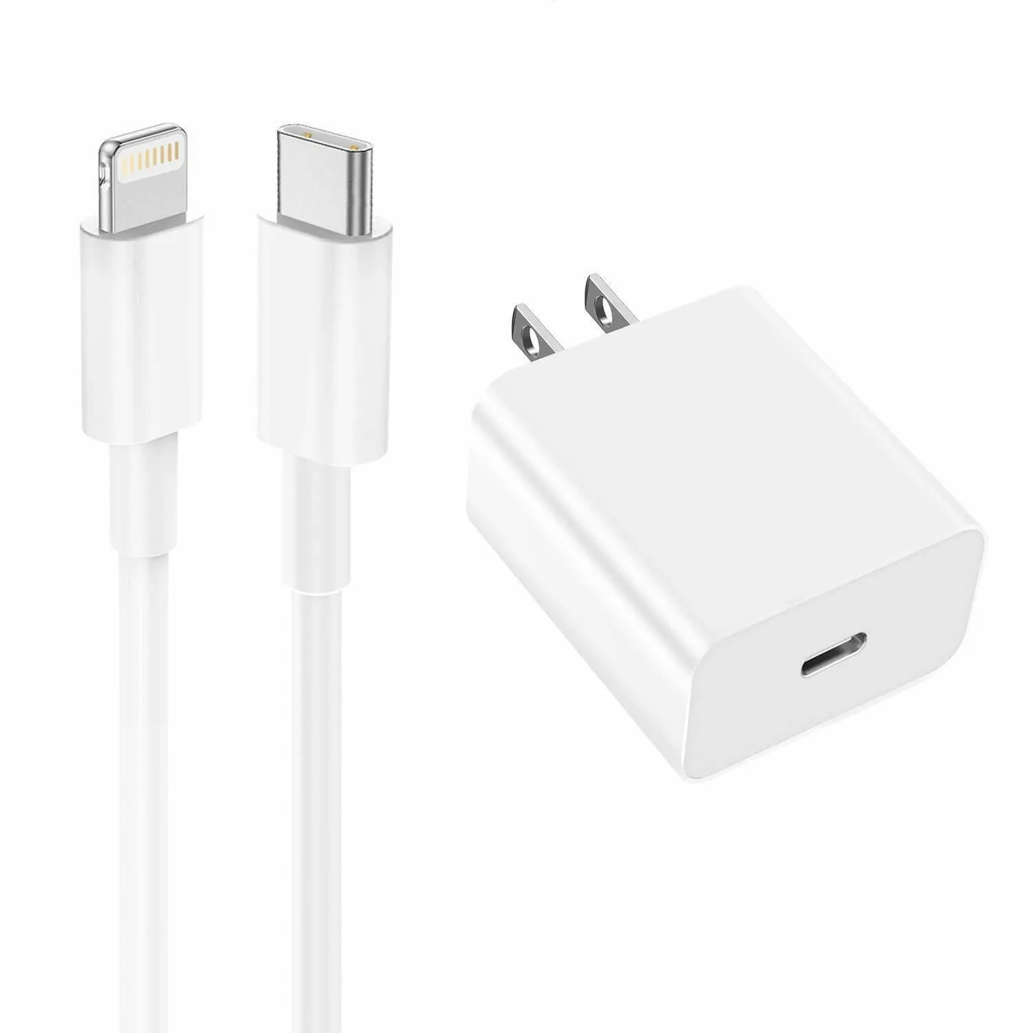 20W Fast Charger USB-C Power Adapter & Lightning Cable for Phone/iPad/Airpods