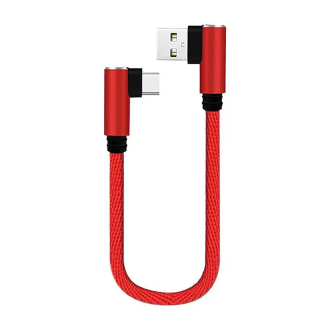 25cm USB to Type C Short Charging Cable Elbow 90 Degree USB C Micro USB Cable 2.4A Fast Charging