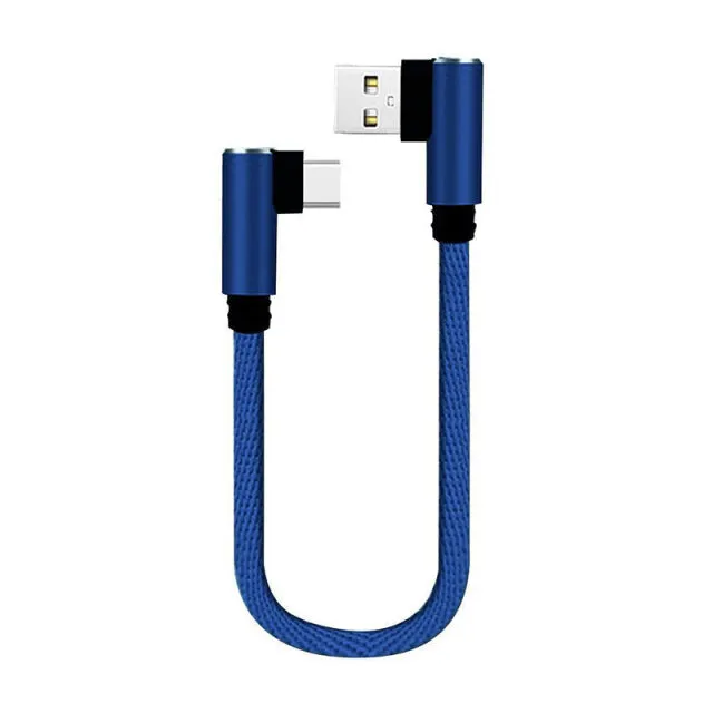 25cm USB to Type C Short Charging Cable Elbow 90 Degree USB C Micro USB Cable 2.4A Fast Charging