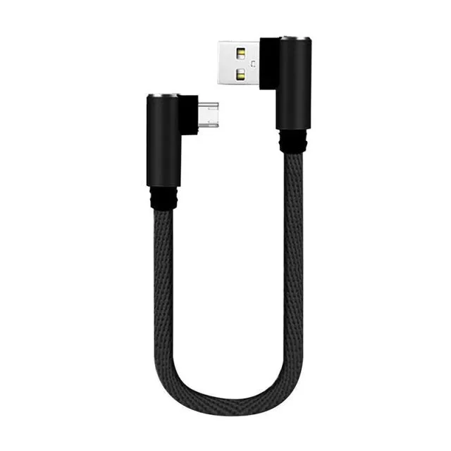 25cm USB to Type C Short Charging Cable Elbow 90 Degree USB C Micro USB Cable 2.4A Fast Charging