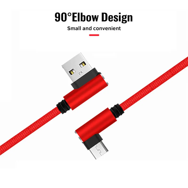 25cm USB to Type C Short Charging Cable Elbow 90 Degree USB C Micro USB Cable 2.4A Fast Charging