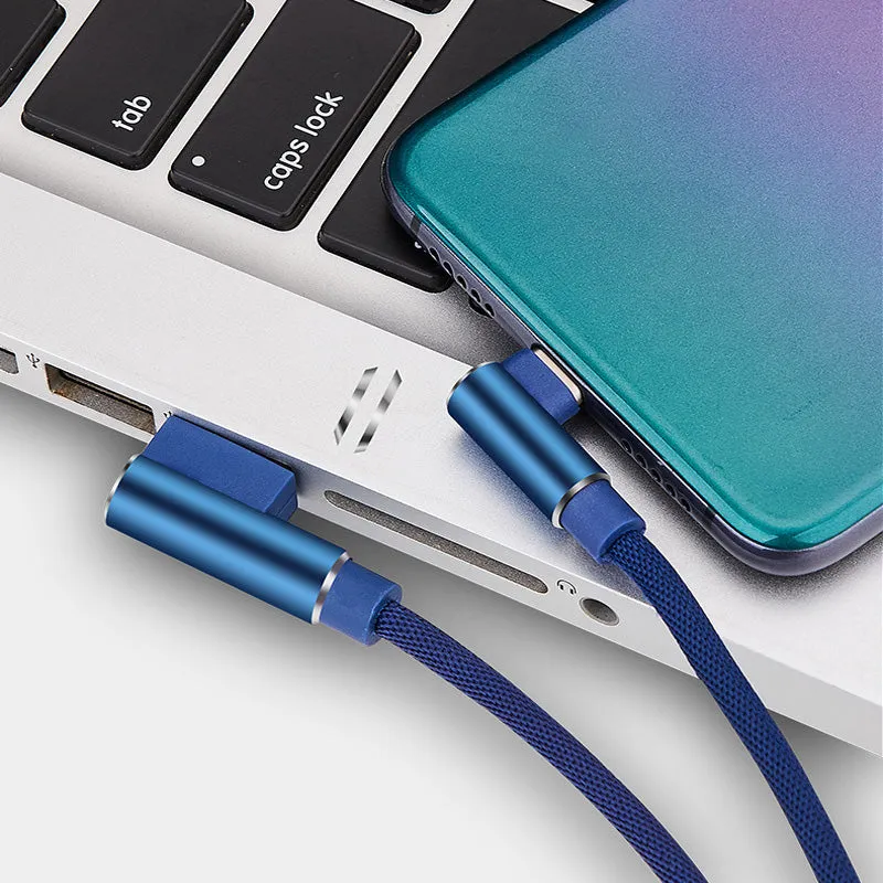 25cm USB to Type C Short Charging Cable Elbow 90 Degree USB C Micro USB Cable 2.4A Fast Charging