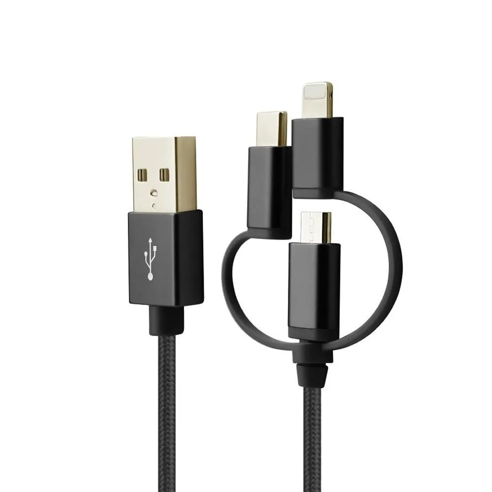 3 in 1 Micro USB Type C 8 Pin Charging Cable