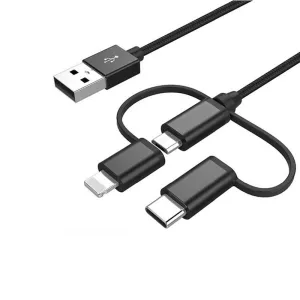 3 in 1 Micro USB Type C 8 Pin Charging Cable