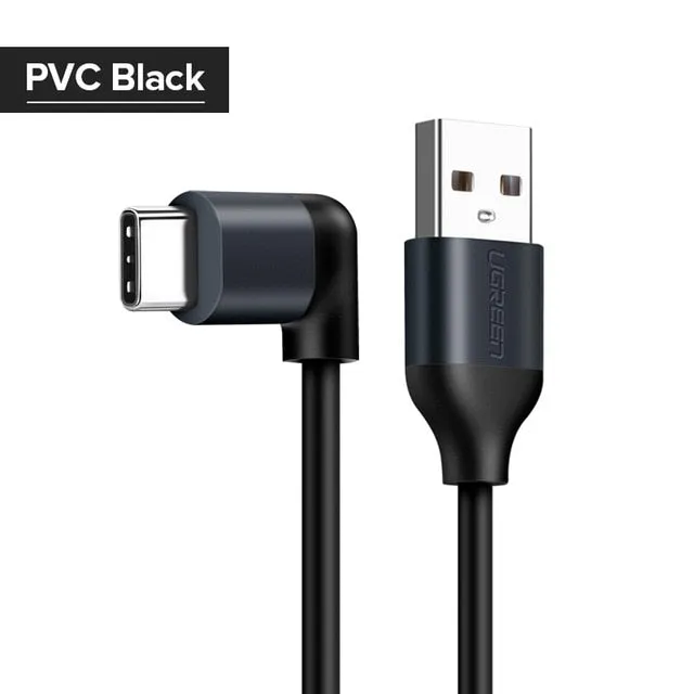 3A USB Type C 90 Degree USB C Cable for Samsung Galaxy S10 S9 Plus Xiaomi Mi 8 6 MAX 3 LG USB C Fast Charging Data Cable