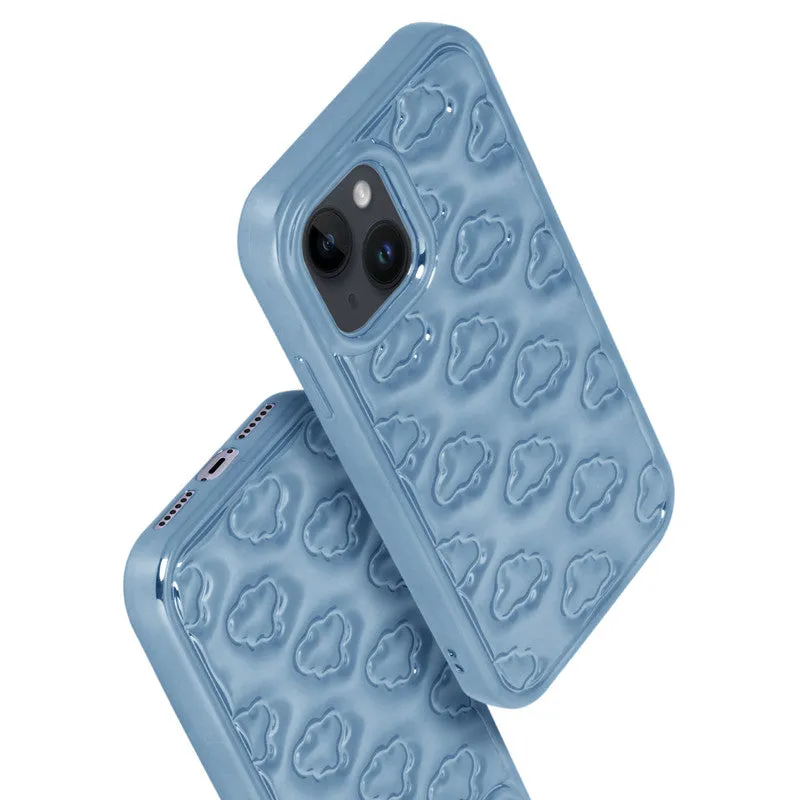 3D Cute Cloud Pattern Back Cover for Apple iPhone 15 Plus