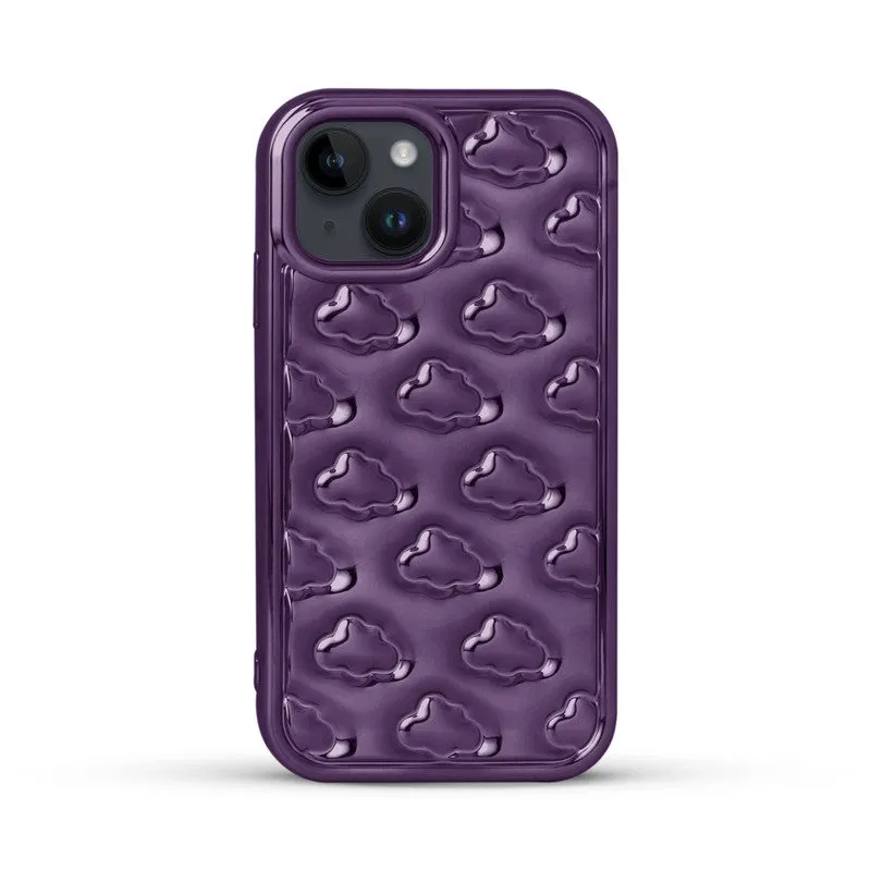 3D Cute Cloud Pattern Back Cover for Apple iPhone 15 Plus