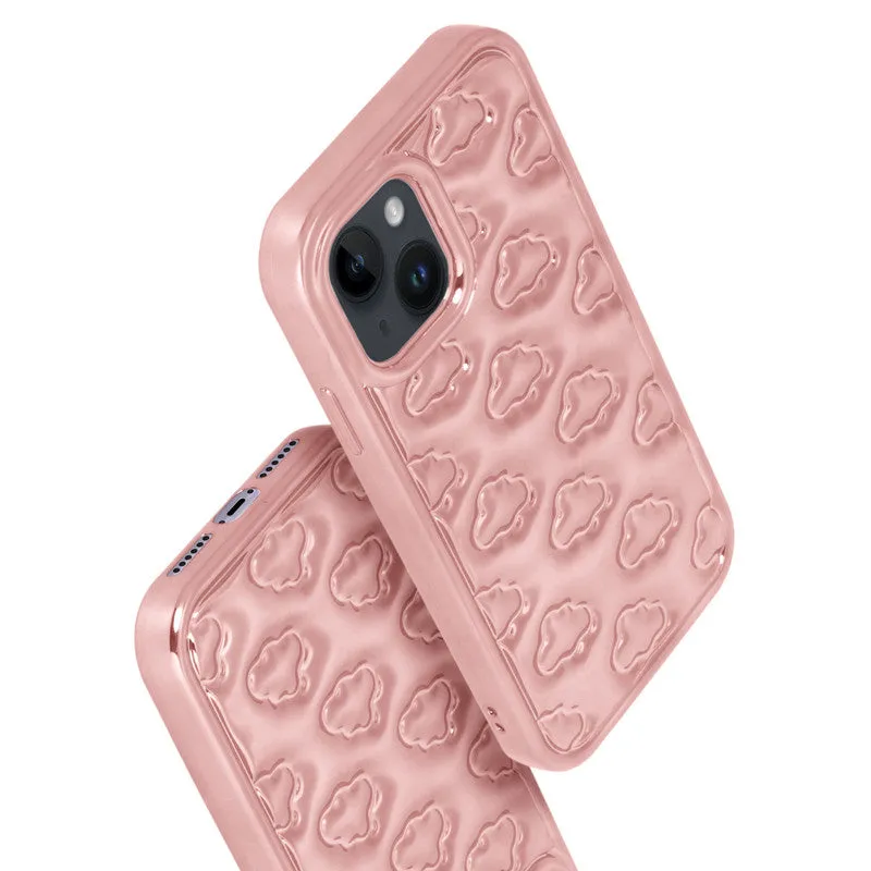 3D Cute Cloud Pattern Back Cover for Apple iPhone 15 Plus