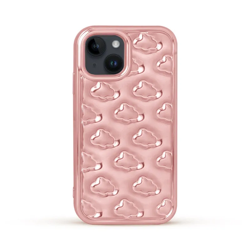 3D Cute Cloud Pattern Back Cover for Apple iPhone 15 Plus