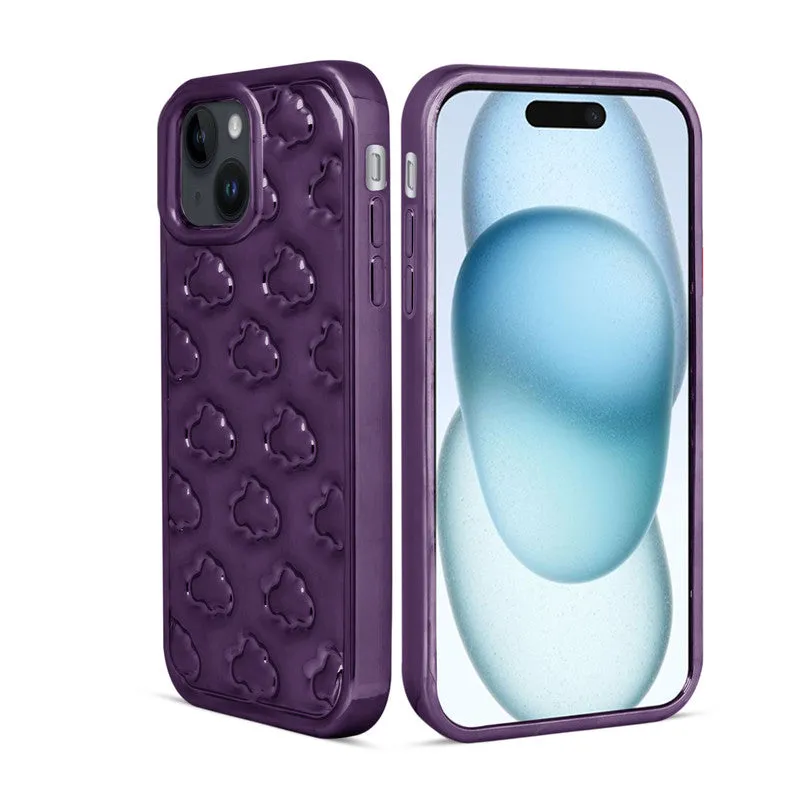 3D Cute Cloud Pattern Back Cover for Apple iPhone 15 Plus