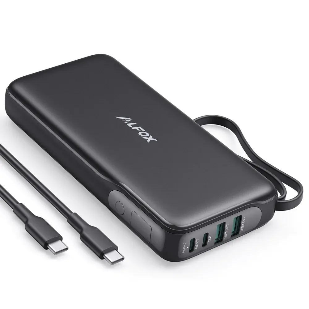 Alfox PB009 Upgraded 20000mAh 65W 4-Port PD Fast Charging Power Bank