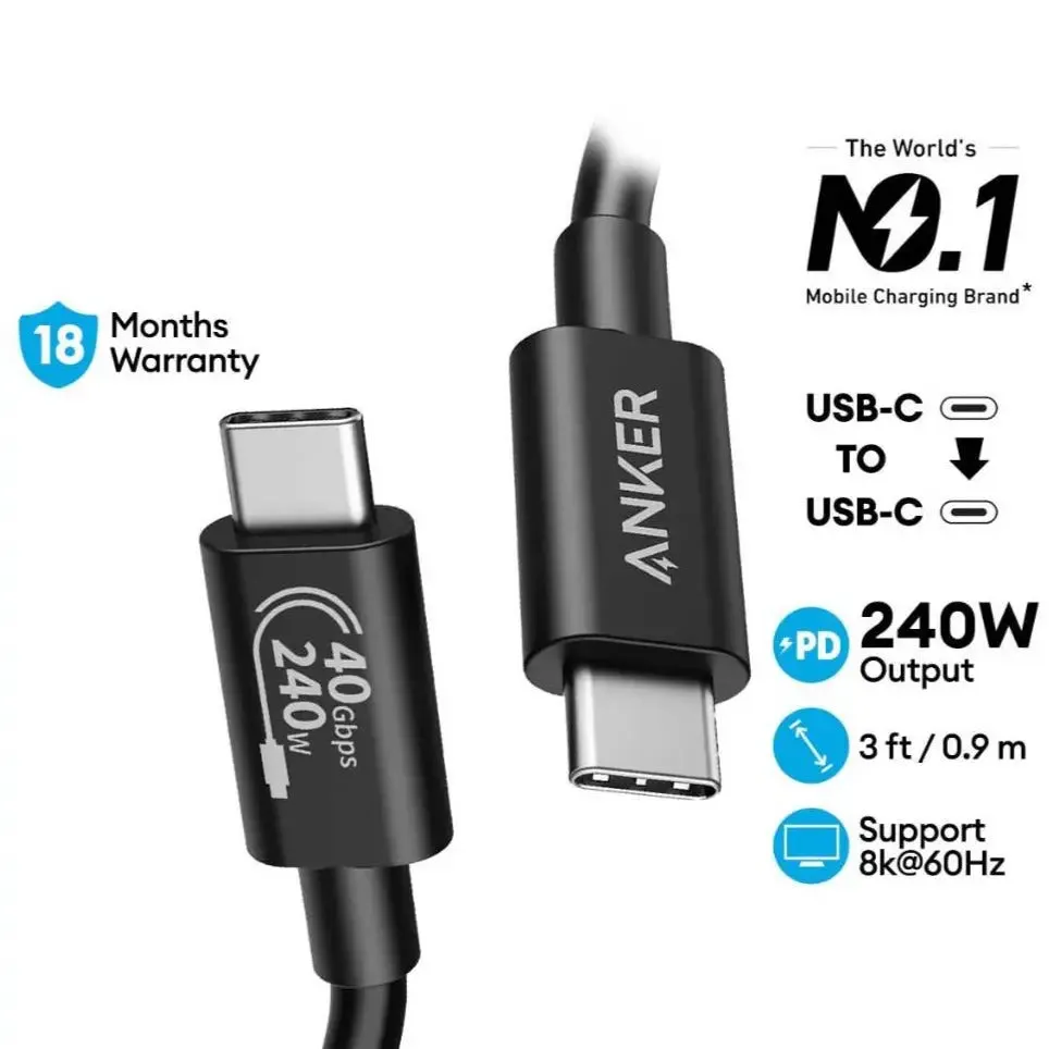 Anker PowerLine II USB C to USB C 3.1 Gen 2 Cable 3ft with Power Delivery A8487