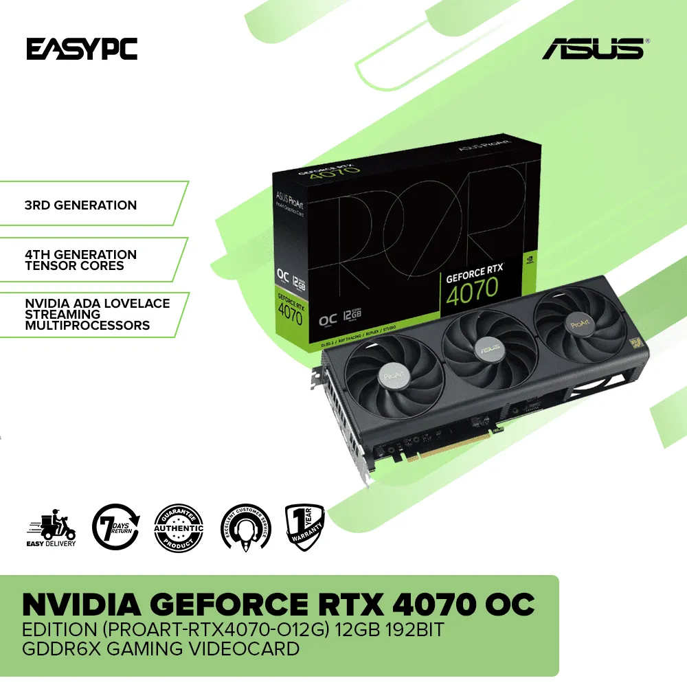 ASUS Nvidia Geforce RTX 4070 OC Edition (PROART-RTX4070-O12G) 12GB 192bit GDDR6X Gaming Videocard