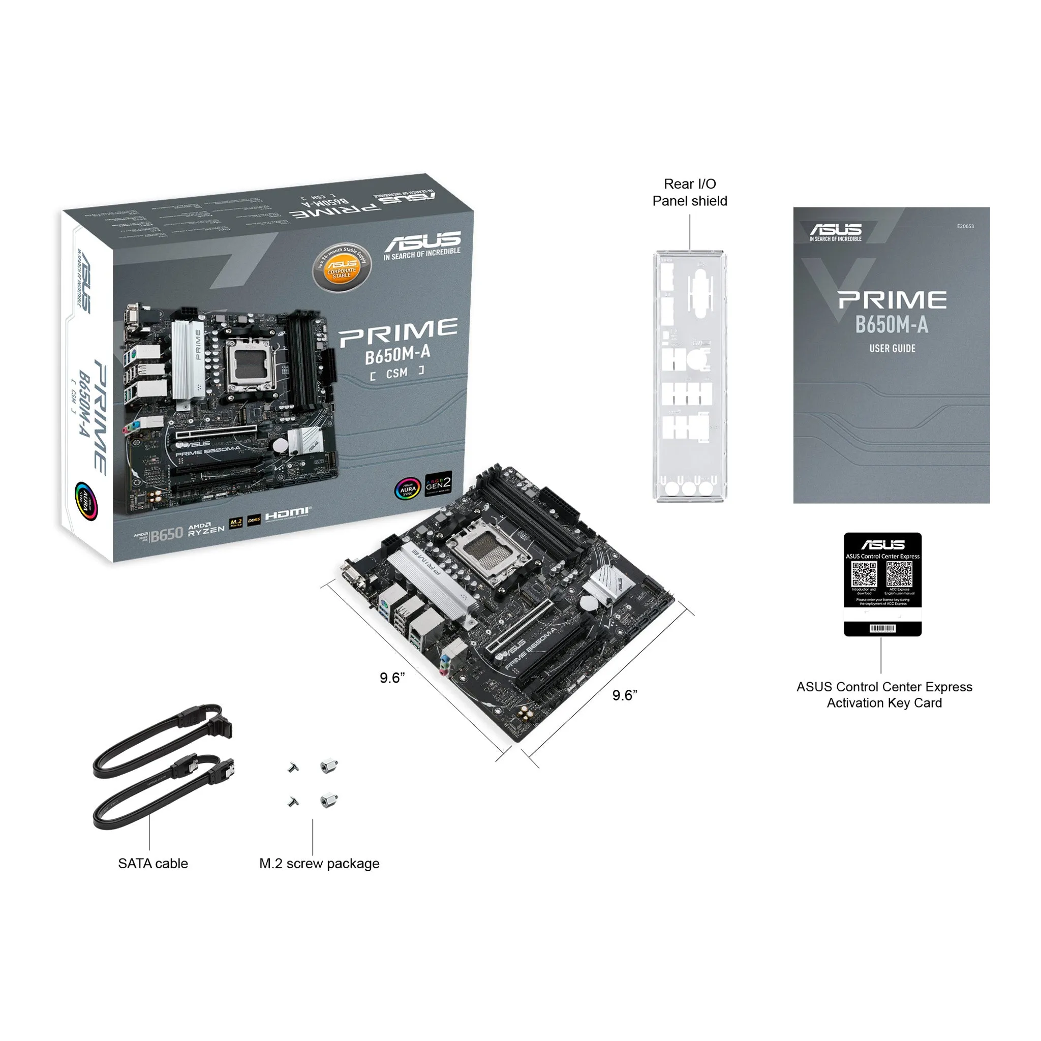 ASUS PRIME B650M-A-CSM AMD Ryzen AM5 DDR5 Micro ATX Desktop Motherboard