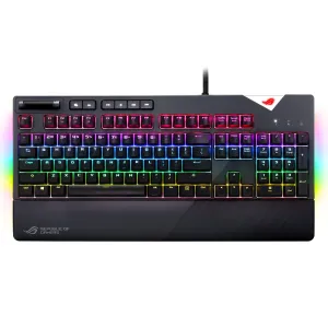 ASUS ROG Strix Flare (Cherry MX Red) Aura Sync RGB Mechanical Gaming Keyboard with Switches, Customizable Badge, USB Pass Through and Media Controls