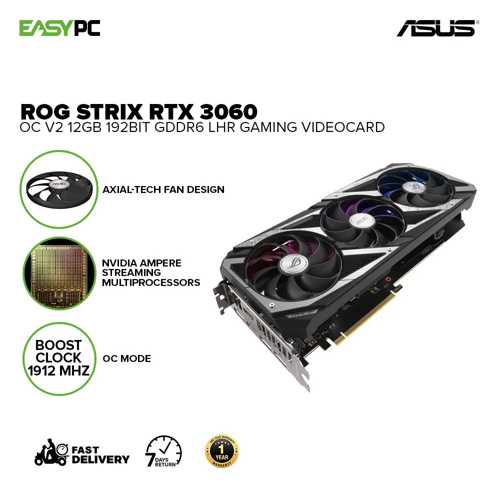 Asus ROG Strix NVIDIA® GeForce RTX 3060 OC V2 12gb 192bit GDdr6 Gaming Videocard