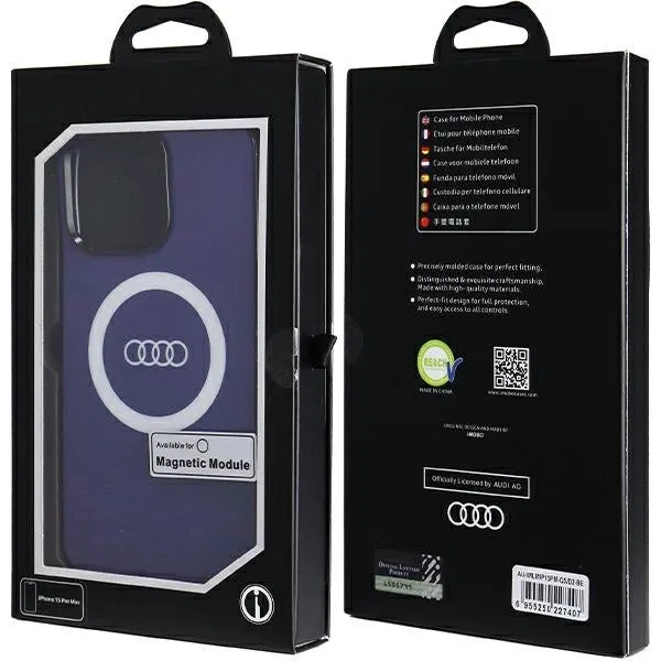 Audi IML Big Logo Hard Case with MagSafe for iPhone 15 Pro Max 6.7" Blue - AU-IMLMIP15PM-Q5/D2-BE