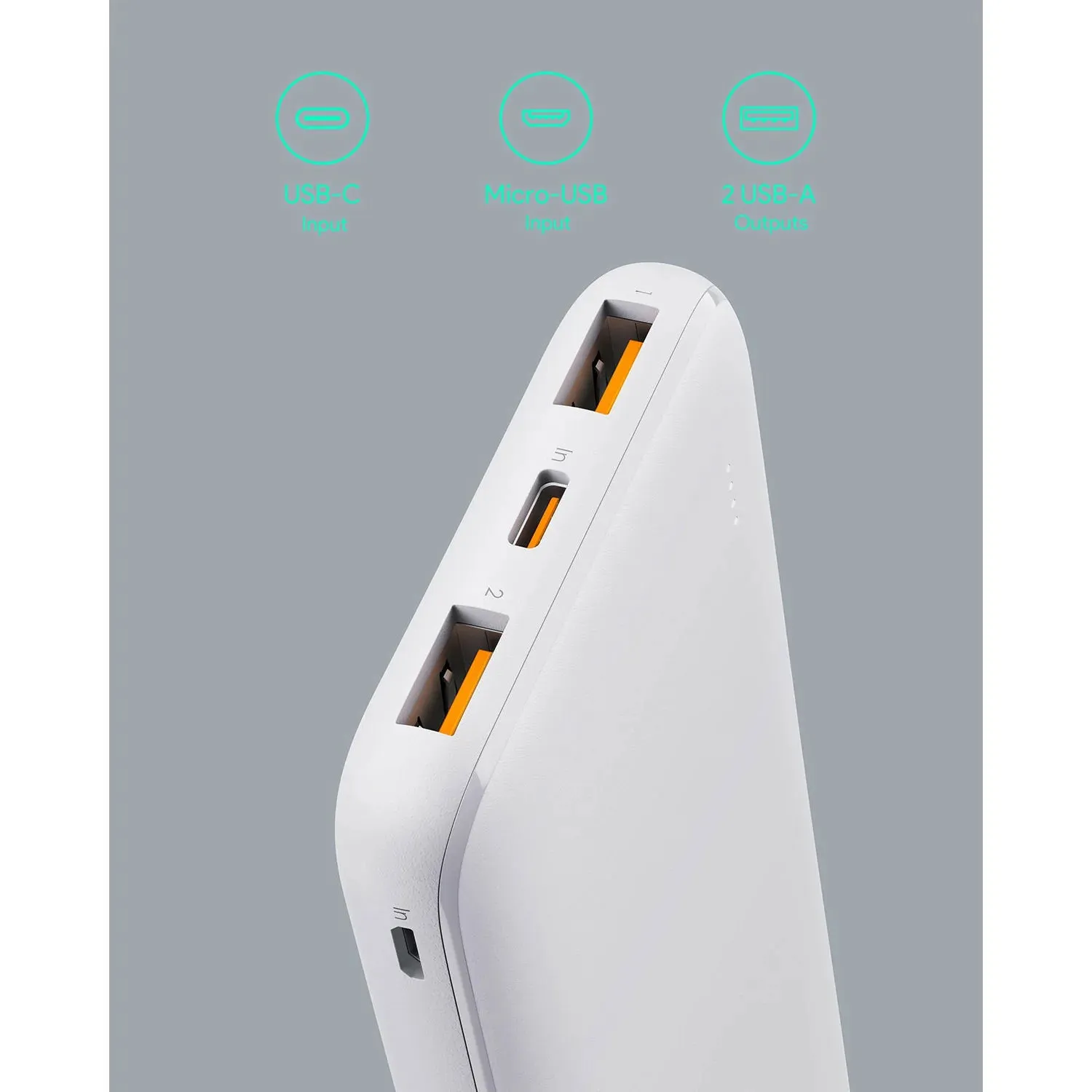 AUKEY USB C Power Bank 10000mAh Portable Charger(White)