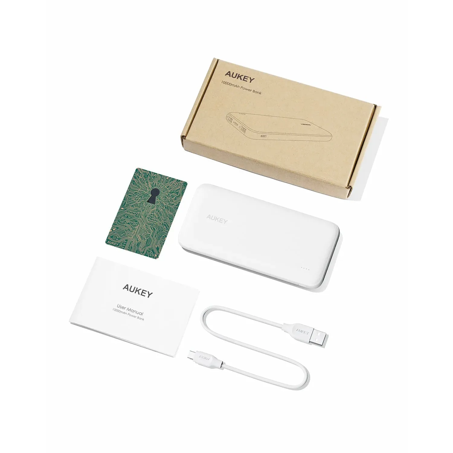 AUKEY USB C Power Bank 10000mAh Portable Charger(White)