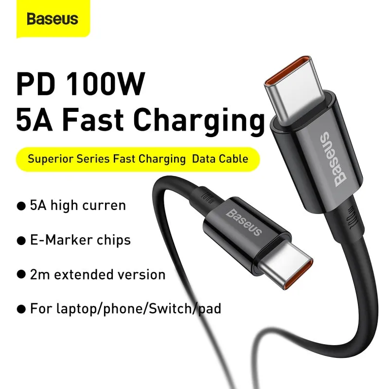 Baseus Superior Series Fast Charging Data Cable Type-C To Type-C 100W (CATYS-B01)