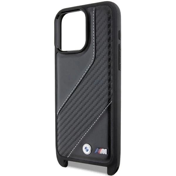 BMW M Edition Carbon Stripe with Strap Hard Case for iphone 15 Pro Max 6.7" Black - BMHCP15X23PSCCK