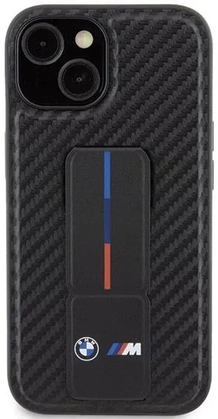 BMW M Series Hard Case Grip Stand Smooth and Carbon for iphone 15 6.1" Black - BMHCP15SGSPCCK