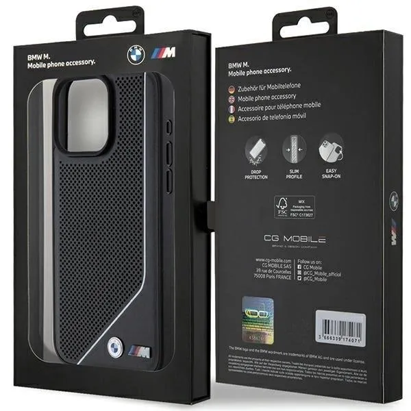 BMW Perforated Twisted Line with MagSafe Case for iphone 15 Pro 6.1" Black - BMHMP15L23PUCPK