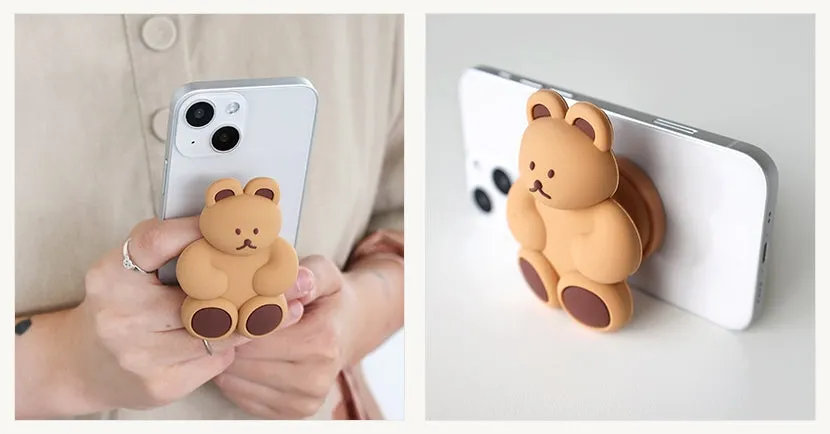 Cute Bear Griptok Cellphone Holder Tablet Stand soft Silicone 3 Step