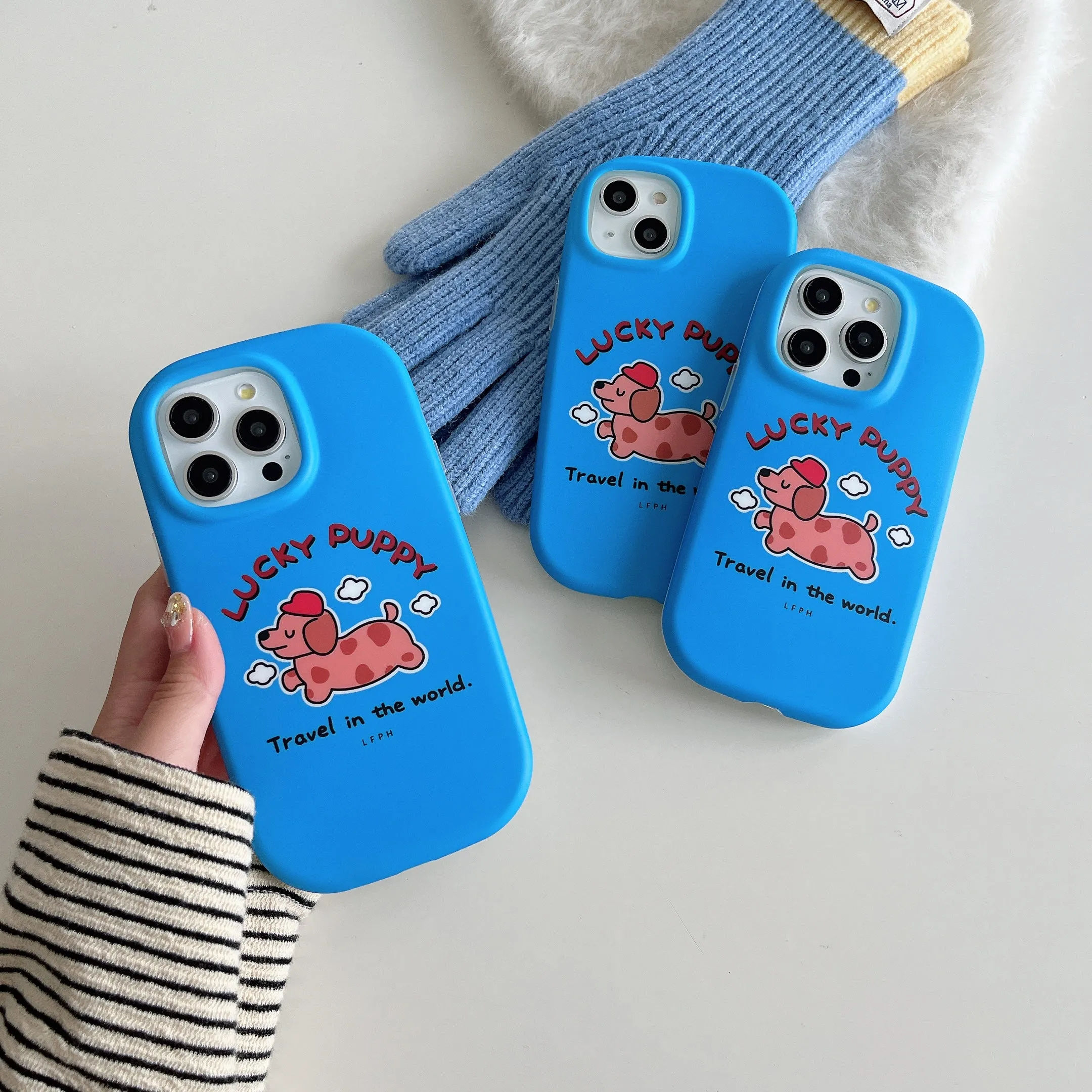 Cute Designer Silicon Oval Shape Case for iPhone ( Lucky Puppy )