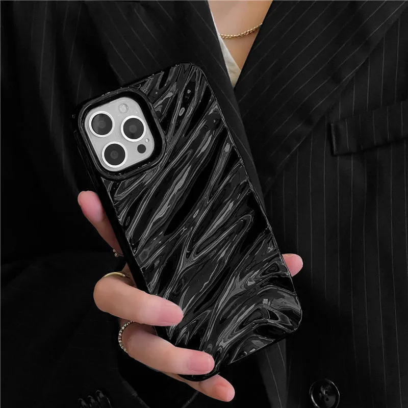 Cute Holographic Shiny Glossy 3D Water Ripple Wave Swirl Design Protective Shockproof Phone Case for iPhone 11 12 13 14 15 Pro Max Case