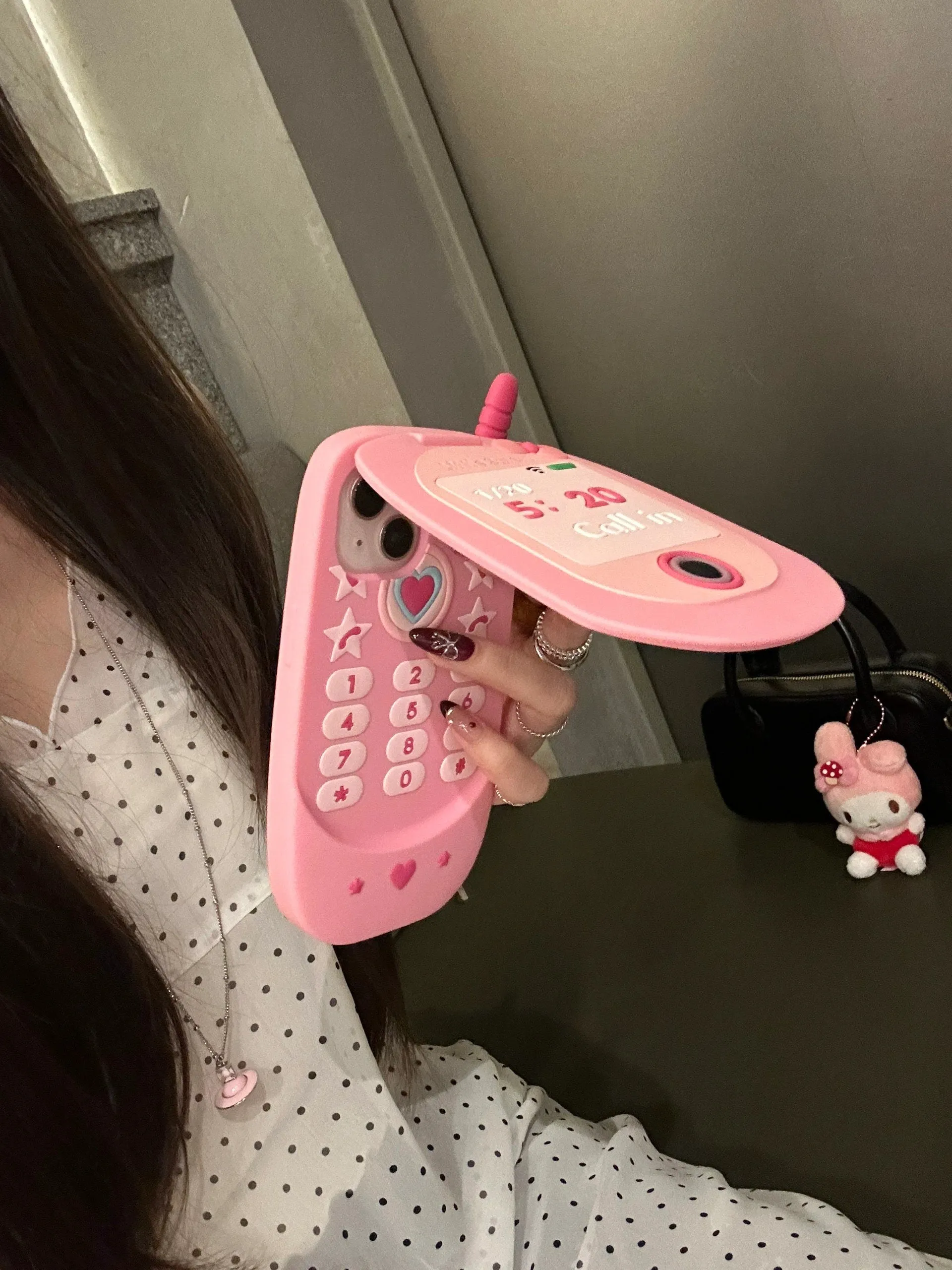 Cute Kawaii Pink Flip Phone Heart Design Protective Shockproof Phone Case with Foldable Stand for iPhone 11 12 13 14 15 Pro Max