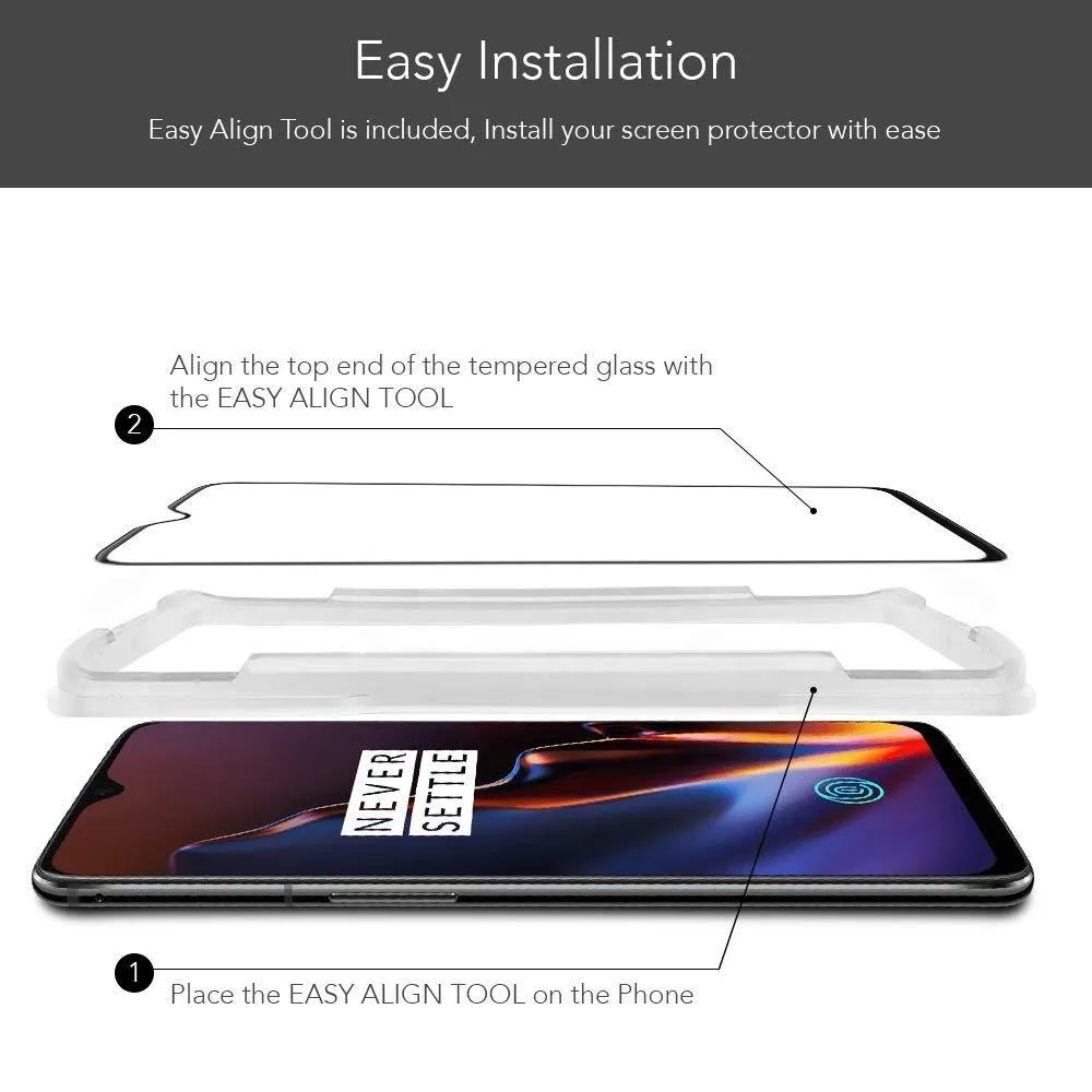 Edge-to-Edge Full Adhesive Tempered Glass with Applicator (OnePlus 6T)