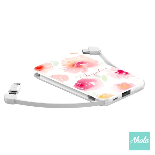 【estival floral】Portable Power Bank with built-in wire 夏日小花內置線便攜式差電器