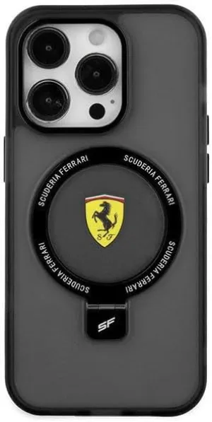 Ferrari Hardcase for iphone 15 6.1" with MagSafe & Ring Stand Black - FEHMP15SUSCAK