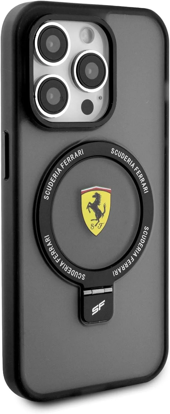 Ferrari Hardcase for iphone 15 Pro 6.1" with MagSafe & Ring Stand Black - FEHMP15LUSCAK