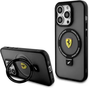 Ferrari Hardcase for iphone 15 Pro 6.1" with MagSafe & Ring Stand Black - FEHMP15LUSCAK