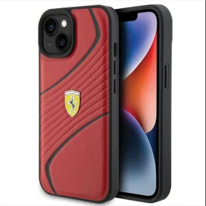 Ferrari Twist Metal Logo Case for iphone 15 6.1" Red - FEHCP15SPTWR