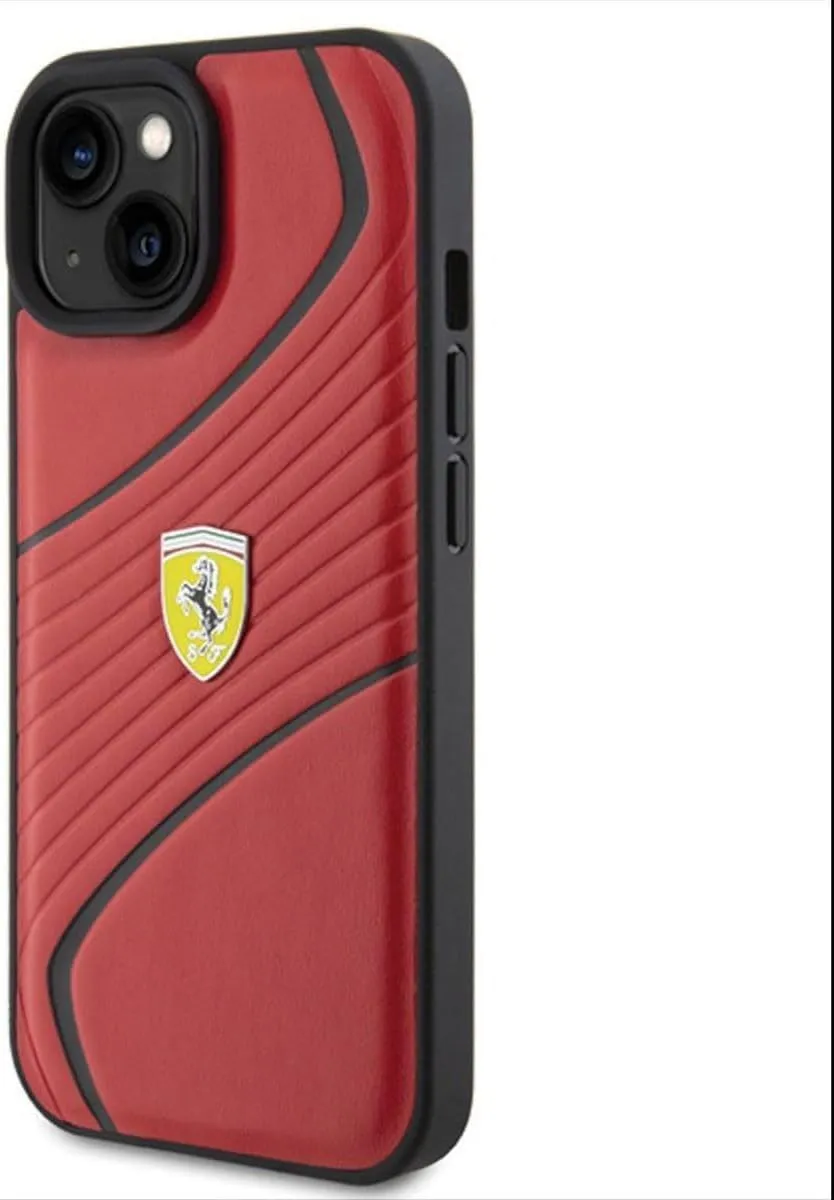 Ferrari Twist Metal Logo Case for iphone 15 6.1" Red - FEHCP15SPTWR