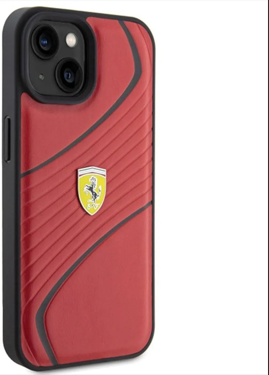 Ferrari Twist Metal Logo Case for iphone 15 6.1" Red - FEHCP15SPTWR