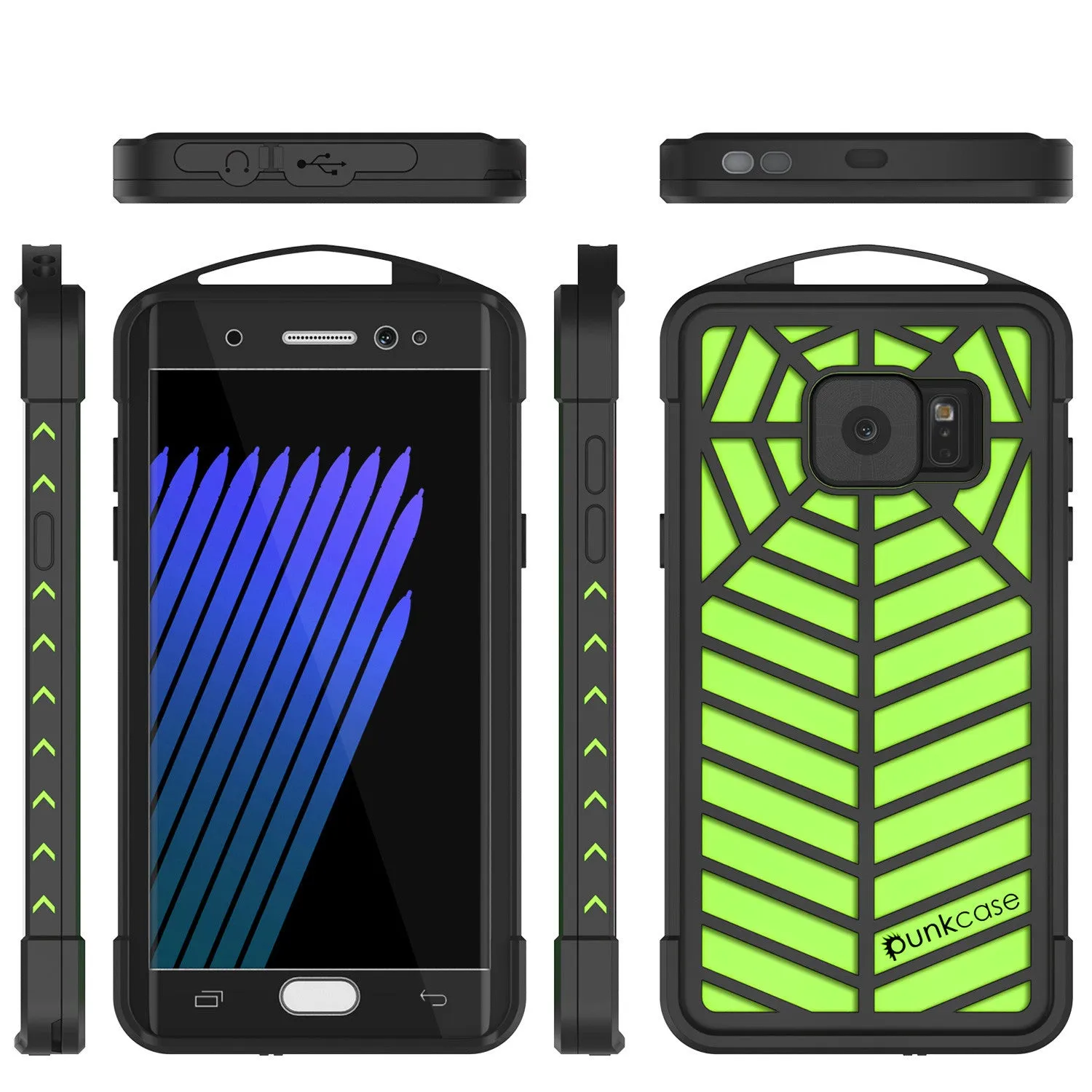 Galaxy Note 7 Waterproof Case, Punkcase WEBSTER Series, Light Green | Heavy Duty Armor Cover