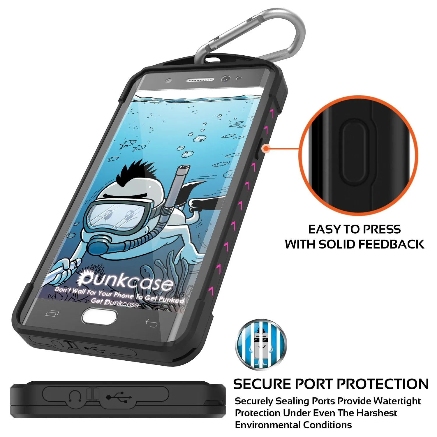 Galaxy Note FE Waterproof Case, Punkcase WEBSTER Series, Pink | Heavy Duty Armor Cover