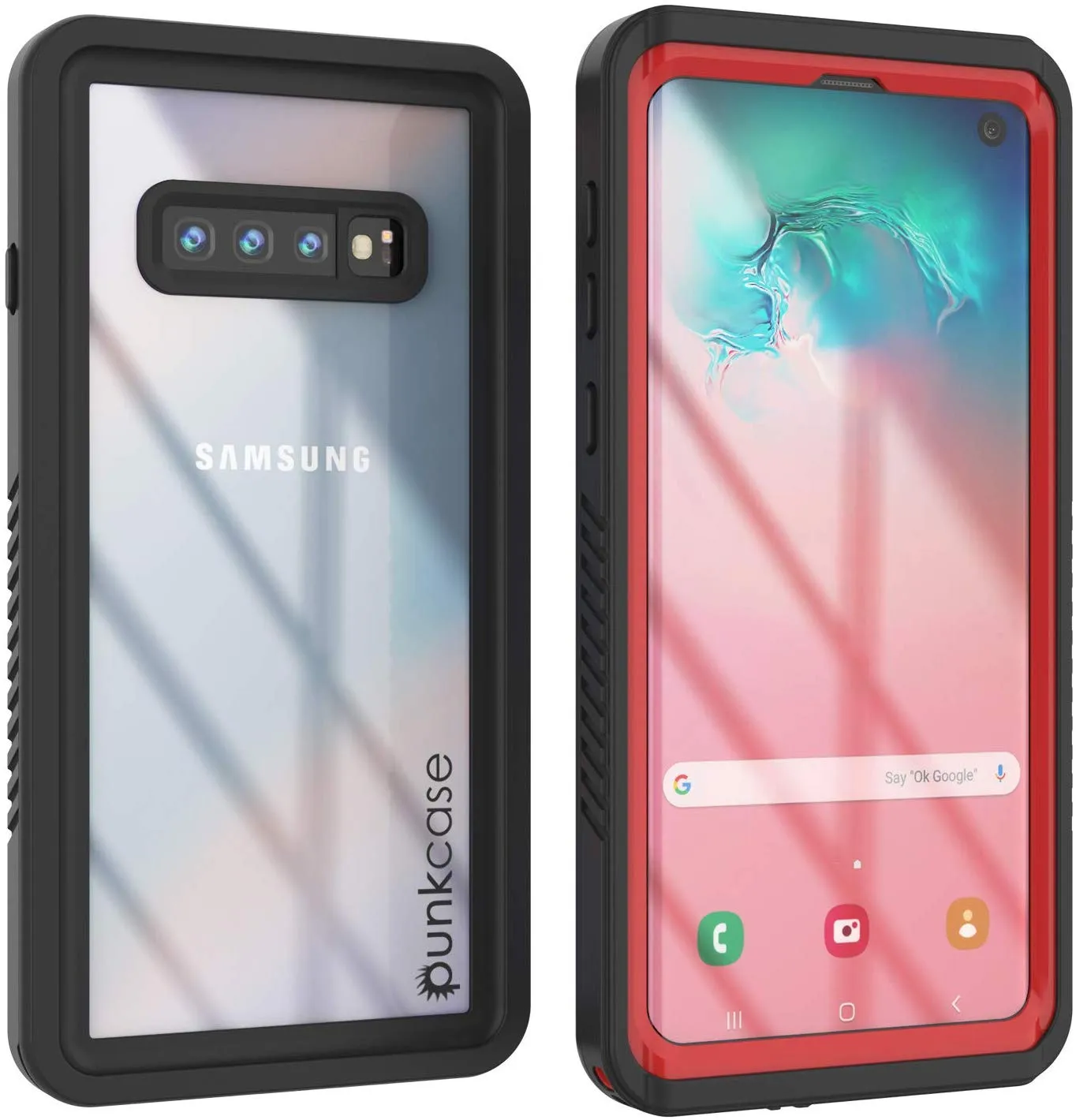 Galaxy S10 Water/Shock/Snowproof Slim Screen Protector Case [Red]