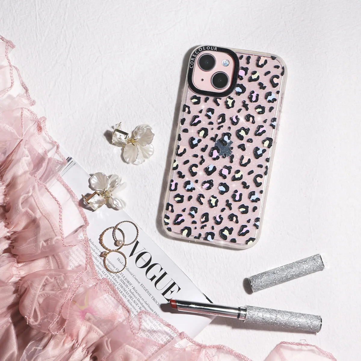 iPhone 12 Colourful Leopard Glitter Phone Case Magsafe Compatible