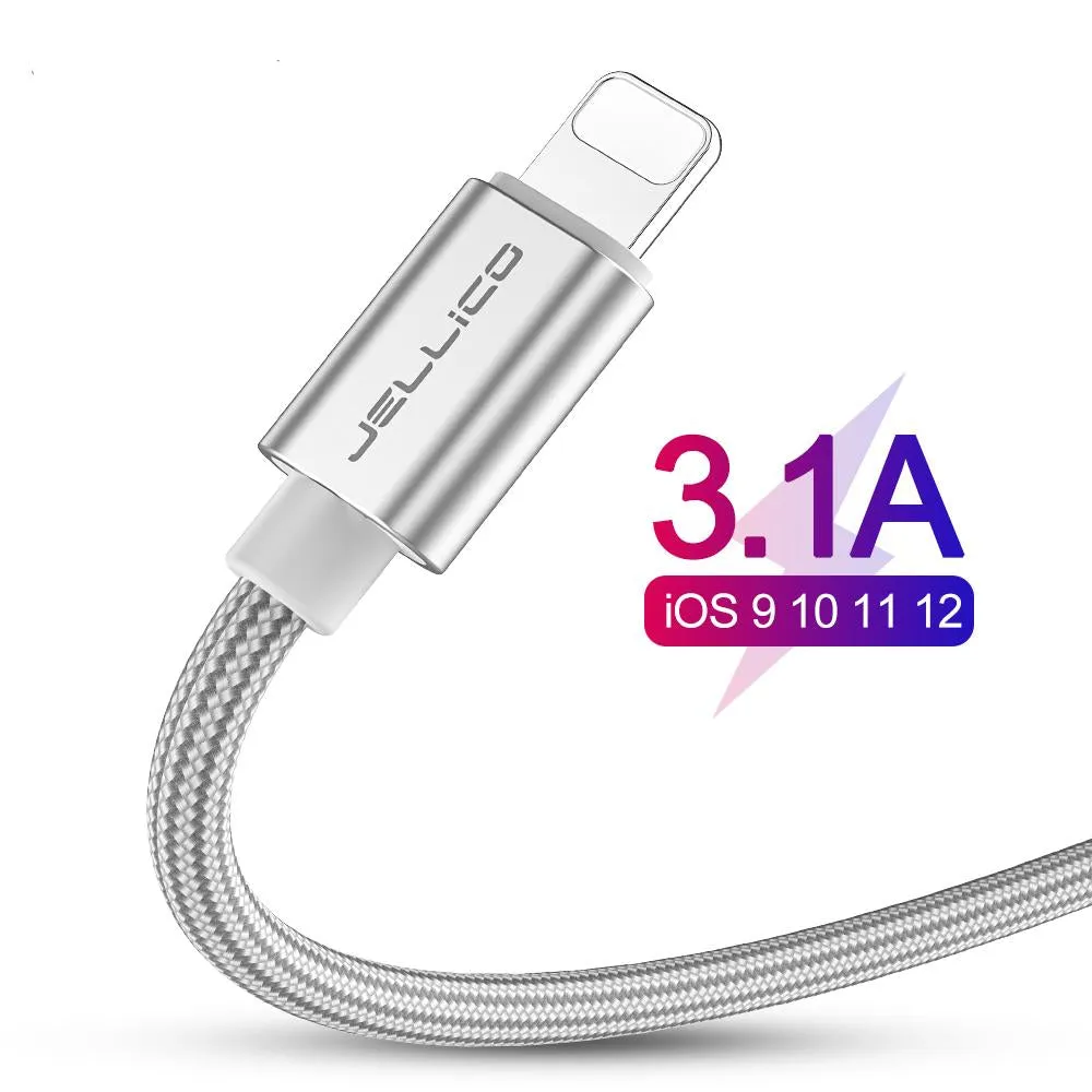 Jellico 3.1A Fast Charging USB Cable For iPhone XS Max XR X 8 7 6 6S 5 5S iPad Cord Mobile Phone Cable Fast Data Charging cable