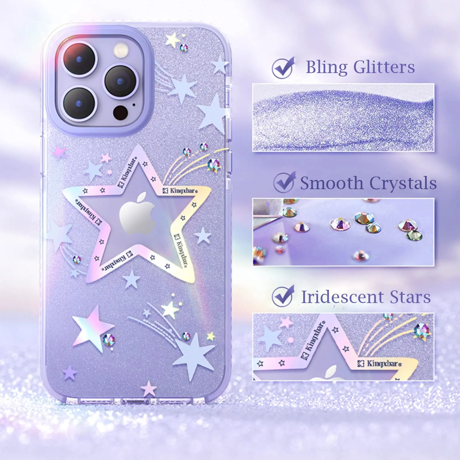 KINGXBAR Heart Star Swarovski Crystal Clear Hard PC Case Cover