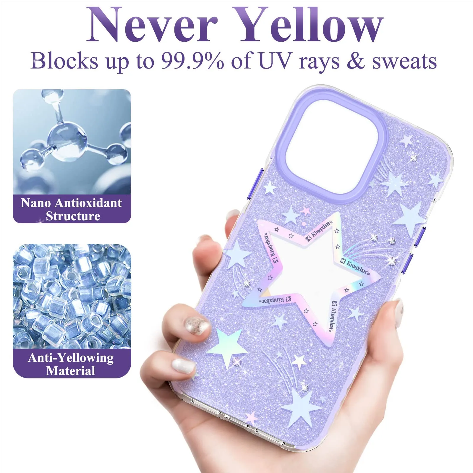 KINGXBAR Heart Star Swarovski Crystal Clear Hard PC Case Cover