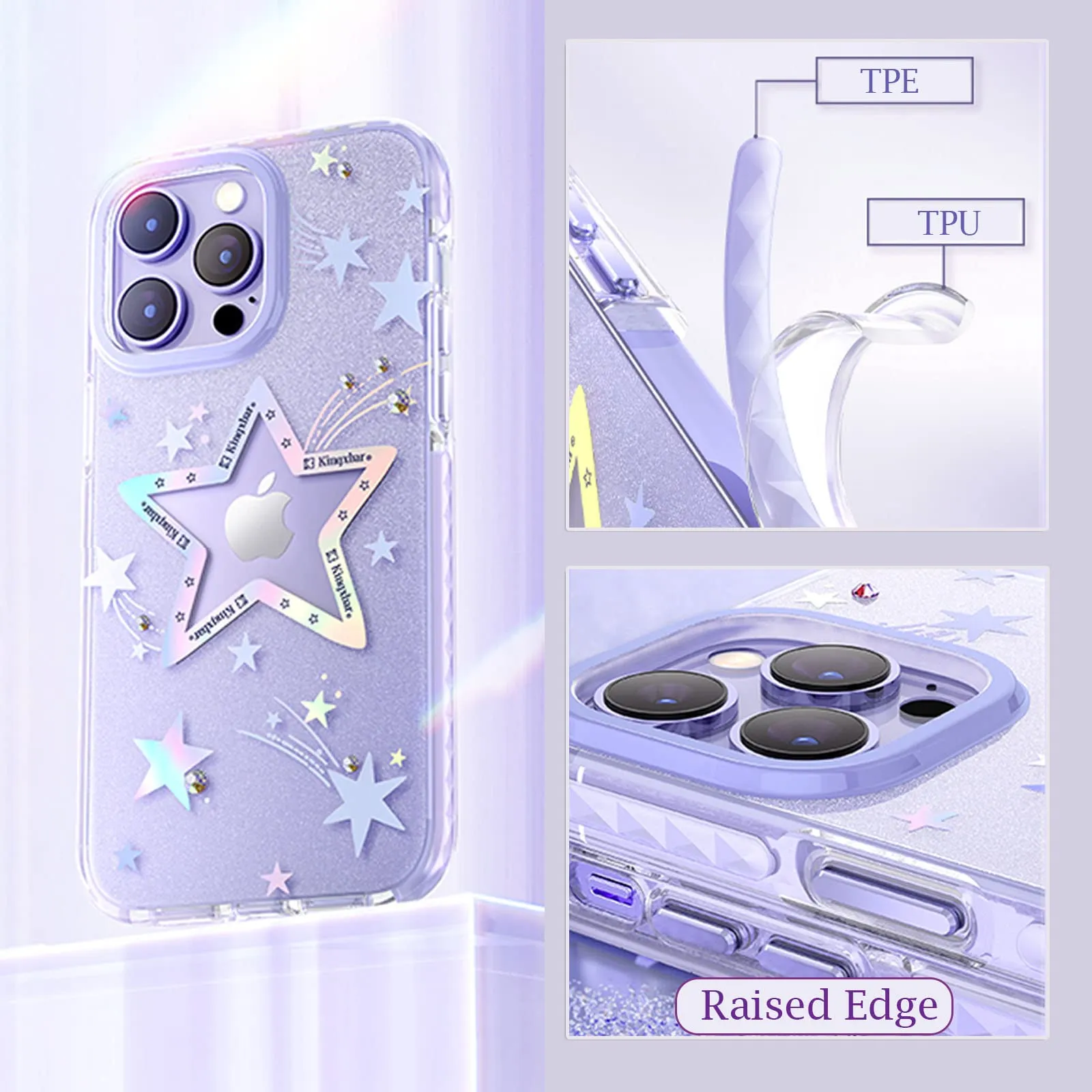 KINGXBAR Heart Star Swarovski Crystal Clear Hard PC Case Cover